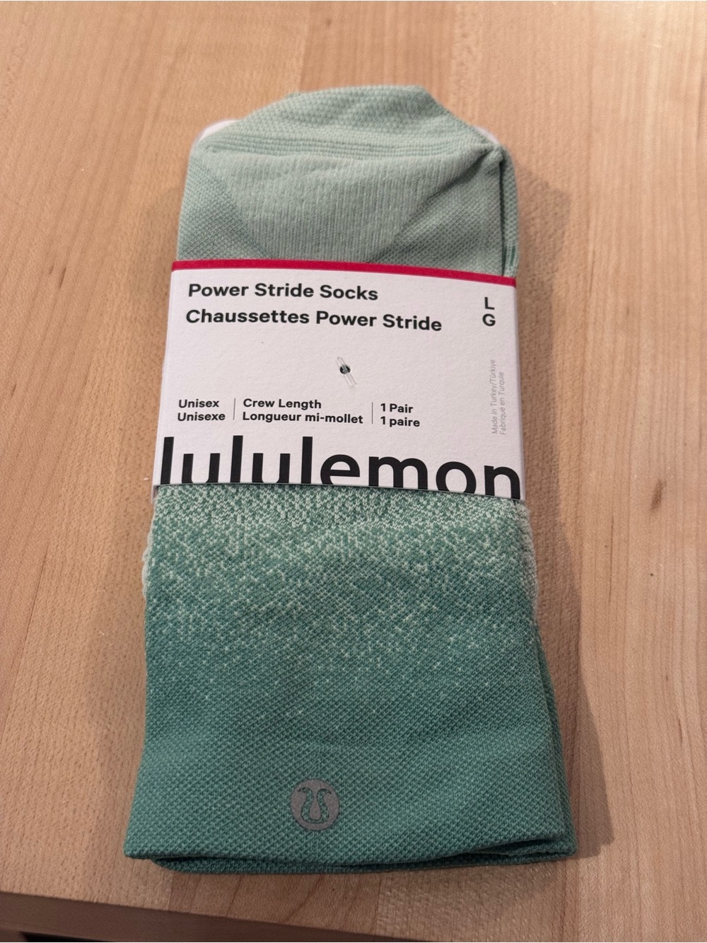 Lululemon Power Stride Crew Socks - Mint Green (Large) - NWT